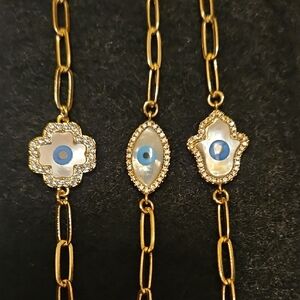 Gold and Blue Evil Eye Bracelet